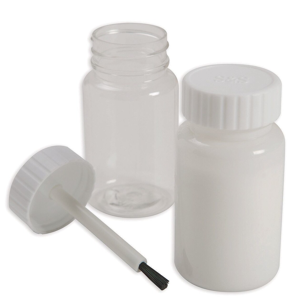 S&S Worldwide Refillable Glue/Paint Bottle with Attached Brush, Holds 2.7 oz. of Liquid (80ml), Resealable Screw-Top Keeps Liquid Fresh, Easily Portion & Dispense Paint or Glue , 3" Tall. Pack of 12.